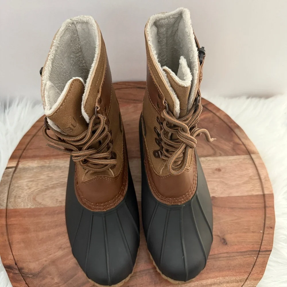 JBU Calgary Weather Ready Faux Fur Lined Duck Boots‎ Women's Sz 7 Tan Black Snow